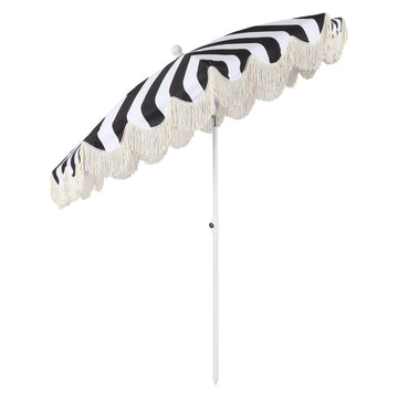 Mariner 6.5 ft. Classic Cottage Fringe Tassel Market Beach Umbrella